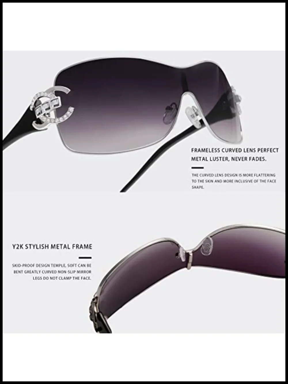 One-Piece Wrap Around Sunglasses UV400 Protection Frameless Shield